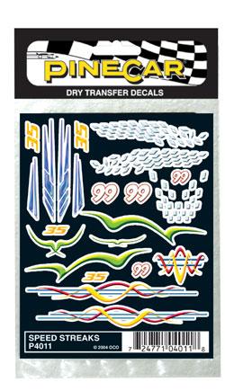 Pine-Car Pinewood Derby Speed Streaks Dry Transfer Pinewood Derby Decal and Finishing #p4011