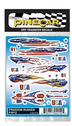 Pine-Car Pinewood Derby Freedom Runner Dry Transfer Pinewood Derby Decal and Finishing #p4012