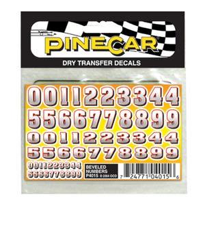 Pine-Car Pinewood Derby Beveled Numbers Dry Transfer Pinewood Derby Decal and Finishing #p4015
