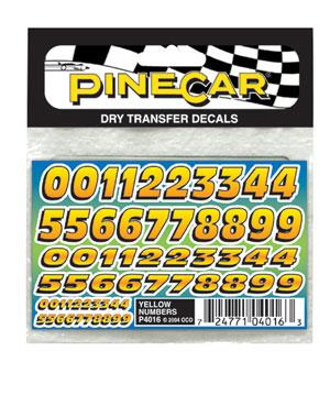 Pine-Car Pinewood Derby Yellow Numbers Dry Transfer Pinewood Derby Decal and Finishing #p4016