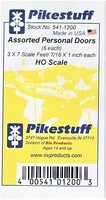 Pike-Stuff Assorted Personal Doors (6) HO Scale Model Railroad Building Accessory #1200