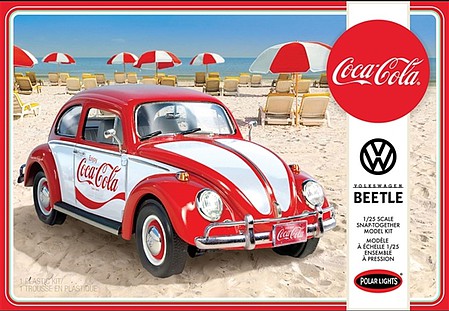 Polar-Lights Volkswagen Beetle, Coca-Cola Snap Tite Plastic Model Vehicle Kit 1/24 Scale #960m