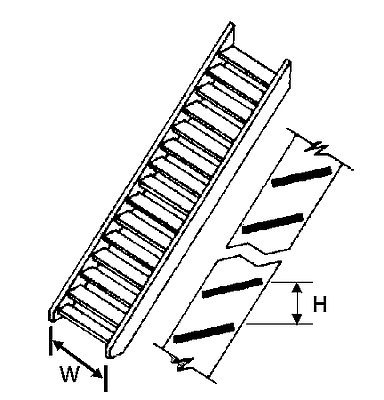 Plastruct Stairway 17/32x1-11/16x12 - G-Scale