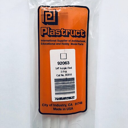 Plastruct Clear Acrylic Square Rod (3) Hobby and Model Scratch Building Plastic Rods #92063