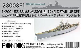 Pontos USS Missouri BB63 1945 Blue Tone Deck & Detail Set Plastic Model Ship Detail 1/200 #230031 Pontos USS Missouri BB63 1945 Blue Tone Deck & Detail Set Plastic Model Ship Detail 1/200 #230031