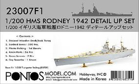 Pontos HMS Rodney 1942 Detail Set for TSM Plastic Model Ship Accessory 1/200 Scale #230071 Pontos HMS Rodney 1942 Detail Set for TSM Plastic Model Ship Accessory 1/200 Scale #230071