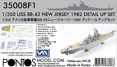 Pontos USS New Jersey BB62 1982 Detail Set Plastic Model Ship Accessory 1/350 Scale #350081