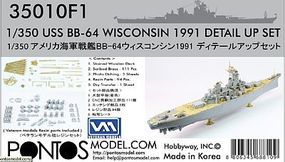 Pontos USS Wisconsin BB64 1991 Detail Set Plastic Model Ship Accessory 1/350 #350101 Pontos USS Wisconsin BB64 1991 Detail Set Plastic Model Ship Accessory 1/350 #350101