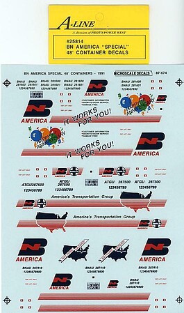 Proto-Power HO BN America Special 48 Container Decals (D)