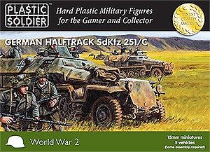 Plastic-Soldier WWII German SdKfz 251/C Halftrack (5) & Crew (35) Plastic Model Halftrack Kit 15mm #1508