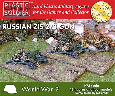 Plastic-Soldier WWII Russian Zis2/3 Gun (4) & Crew (16) Plastic Model Artillery Kit 1/72 Scale #7212
