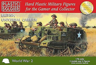 Plastic-Soldier WWII British Universal Carrier (3) & Crew (12) Plastic Model Personnel Carrier 1/72 #7213
