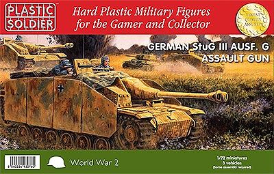 Plastic-Soldier WWII StuG III Ausf G w/Assault Gun (3) Plastic Model Tank Kit 1/72 Scale #7214