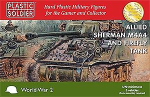 Plastic-Soldier WWII Allied Sherman M4A4 & Firefly Tank (3) Plastic Model Tank Kit 1/72 Scale #7223