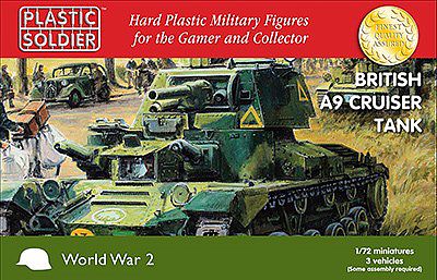 Plastic-Soldier British A9 Cruiser Tank (3) & Crew Plastic Model Military Kit 1/72 Scale #7233