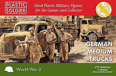 Plastic-Soldier WWII German Medium Trucks (3) Plastic Model Military Vehicle Kit 1/72 Scale #7235