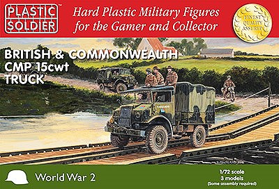 Plastic-Soldier WWII British & Commonwealth CMP 15cwt Trucks (3) Plastic Model Military Kit 1/72 #7237