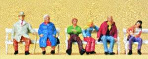 Preiser Passengers Seated On Benches (6) Model Railroad Figure HO Scale #10027