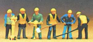 Preiser Sewer/Road Construction Crew(6) Model Railroad Figure HO Scale #10035
