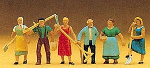 Preiser People Working Farm Workers #1 (6) Model Railroad Figure HO Scale #10040