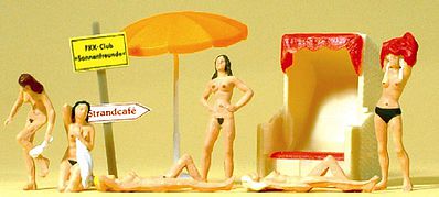 Preiser Recreation & Sports Nude Sunbathers (6) Model Railroad Figures HO Scale #10107