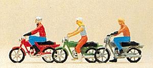 Preiser Recreation & Sports Motorbikes w/Riders (3) Model Railroad Figures HO Scale #10126