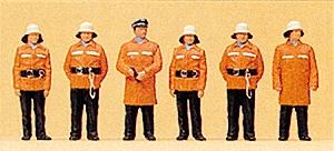 Preiser Firemen With Protective Clothing (6) Model Railroad Figures HO Scale #10214
