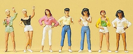 Preiser Pedestrians Girls (7) Model Railroad Figures HO Scale #10258