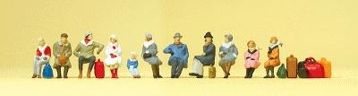 Preiser Seated Passengers in Winter Clothes (11) Model Railroad Figures HO Scale #10317