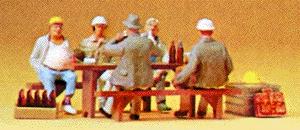 Preiser People Working Construction Workers Eating Lunch Model Railroad Figures HO Scale #10338
