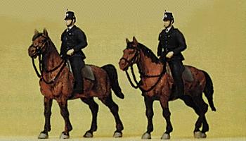 Preiser Police Mounted On Horseback German Police 1960 Model Railroad Figures HO Scale #10399