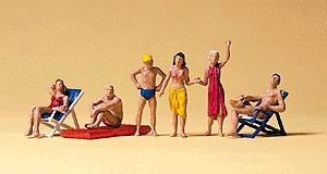 Preiser Recreation & Sports Beachgoers Sitting, Standing (6) Model Railroad Figures HO Scale #10428