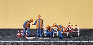 Preiser People Working City Workers w/Accessories (4) Model Railroad Figures HO Scale #10445