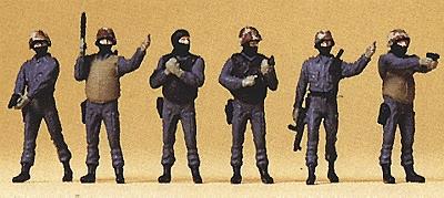 Preiser German Police SWAT Team (GSG9) (6) Model Railroad Figures HO Scale #10446