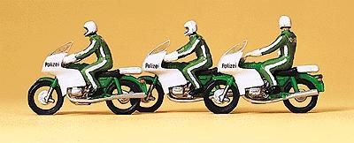 Preiser Law Enforcement Officers Police On Motorcycles (3) Model Railroad Figures HO Scale #10489