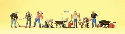 Preiser Working People - Road Workers with Accessories Model Railroad Figures HO Scale #10546