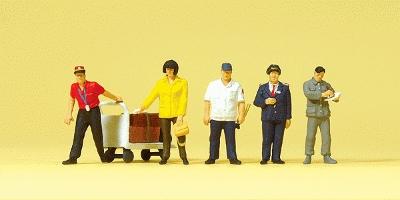 Preiser Chinese Personnel, Passenger & Luggage Cart (5) Model Railroad Figures HO Scale #10571