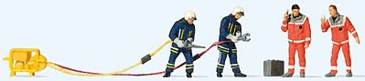 Preiser Firemen Rescue - 4 Figures with Shears & Spreaders Model Railroad Figures HO Scale #10625