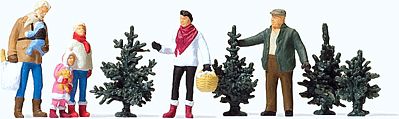 Preiser Christmas Tree Lot - with 4 Trees Model Railroad Figures HO Scale #10627