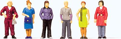 Preiser Pedestrians - Standing Women (6) Model Railroad Figures HO Scale #10629