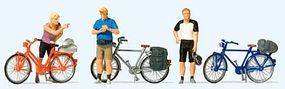 Preiser Standing Cyclists in Sportswear with Bikes Set #2