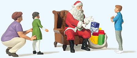 Preiser Santa w/Mother and Kids HO Scale Model Railroad Figure #10763