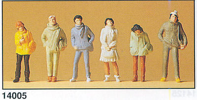 Preiser Pedestrians - Youths in Winter Clothes HO Scale Model Railroad Figures #14005