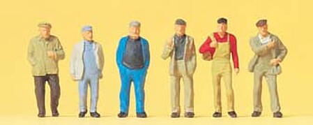 Preiser Working People Walking Workers (6) Model Railroad Figures HO Scale #14087