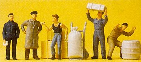 Preiser Loading Dock Workers (5) Model Railroad Figures HO Scale #14147