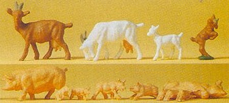 Preiser Animals - Goats & Hogs Model Railroad Figures HO Scale #14162