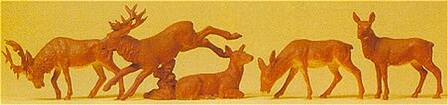 Preiser Deer (5) Model Railroad Figures HO Scale #14179