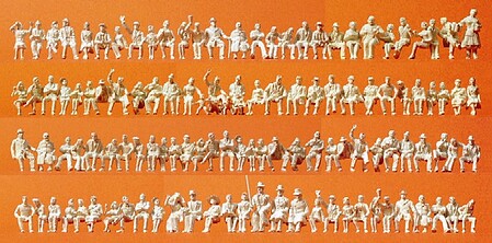 Preiser Unpainted Figure Set - Sitting People (120) Model Railroad Figures HO Scale #16328