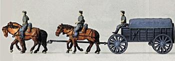 HO Preiser 30425 Horse Drawn Hand Pumper Fire Wagon W/ Horses & Driver Figures for sale online 