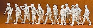 Preiser WWII Unpainted German Walking Infantry Model Railroad Figures HO Scale #16519